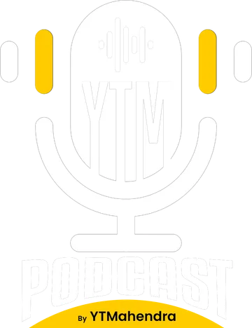 YTMahendra Podcast logo, white version