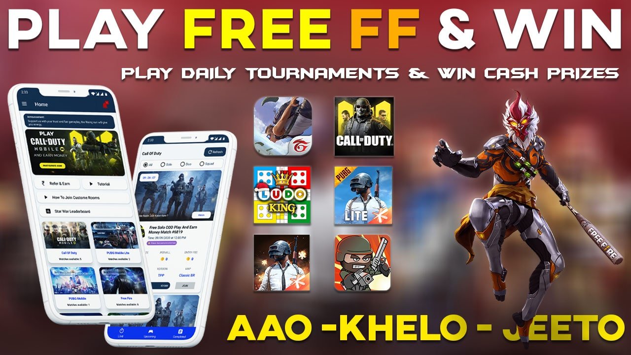 Play Daily Tournaments for Free Fire, Call OF Duty, PUBG MOBILE, PUBG Mobile LITE, Ludo, Mini Militia & Win Cash Prizes